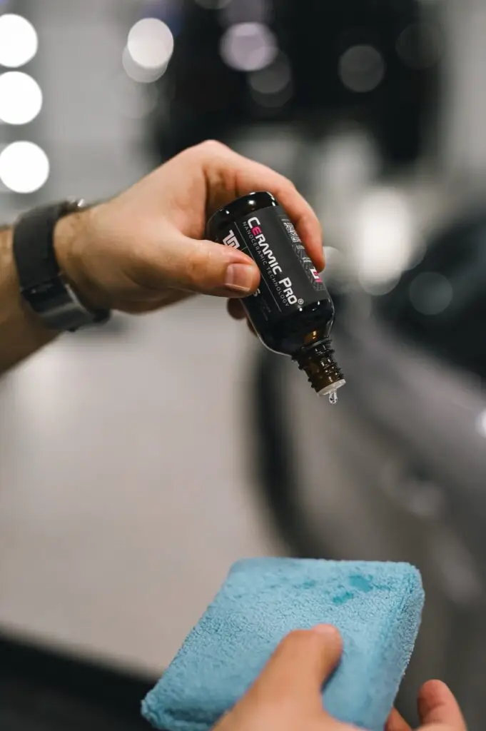 Ceramic coating product being prepared on an applicator